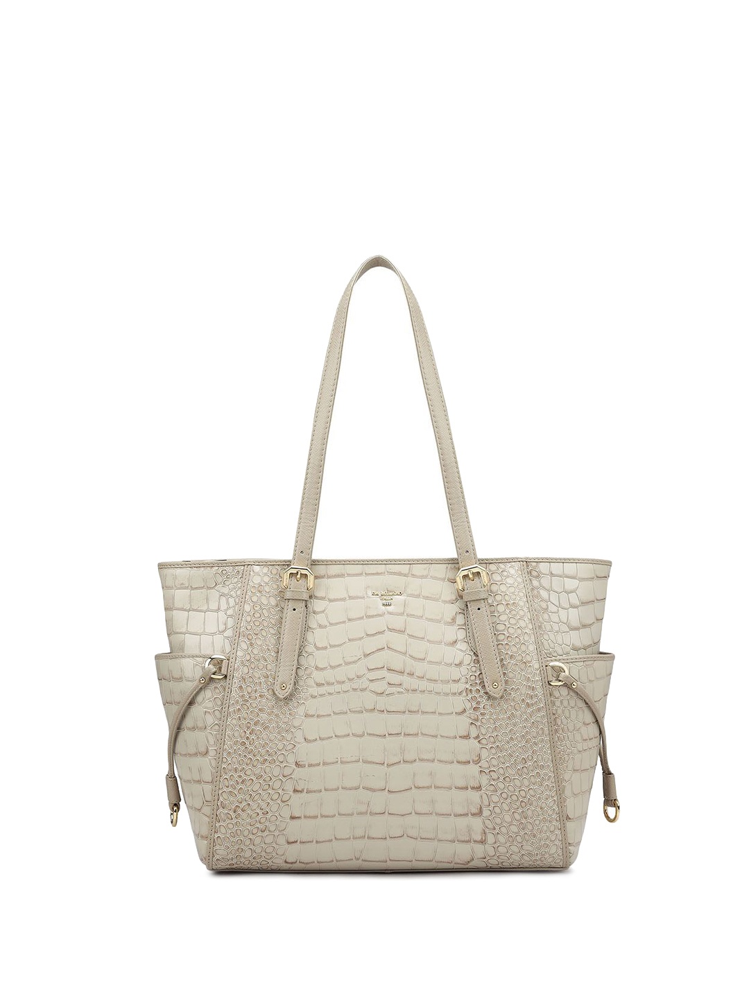 

Da Milano Animal Textured Leather Structured Shoulder Bag, White