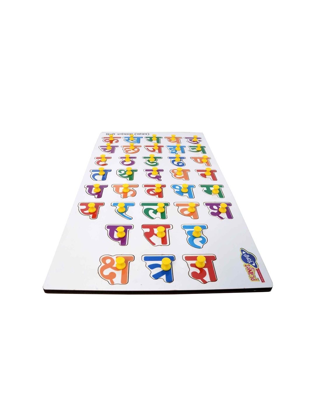 

PLANET of Toys Wooden Hindi Alphabets Knob Puzzle Toy Learning and Development Toys, Off white