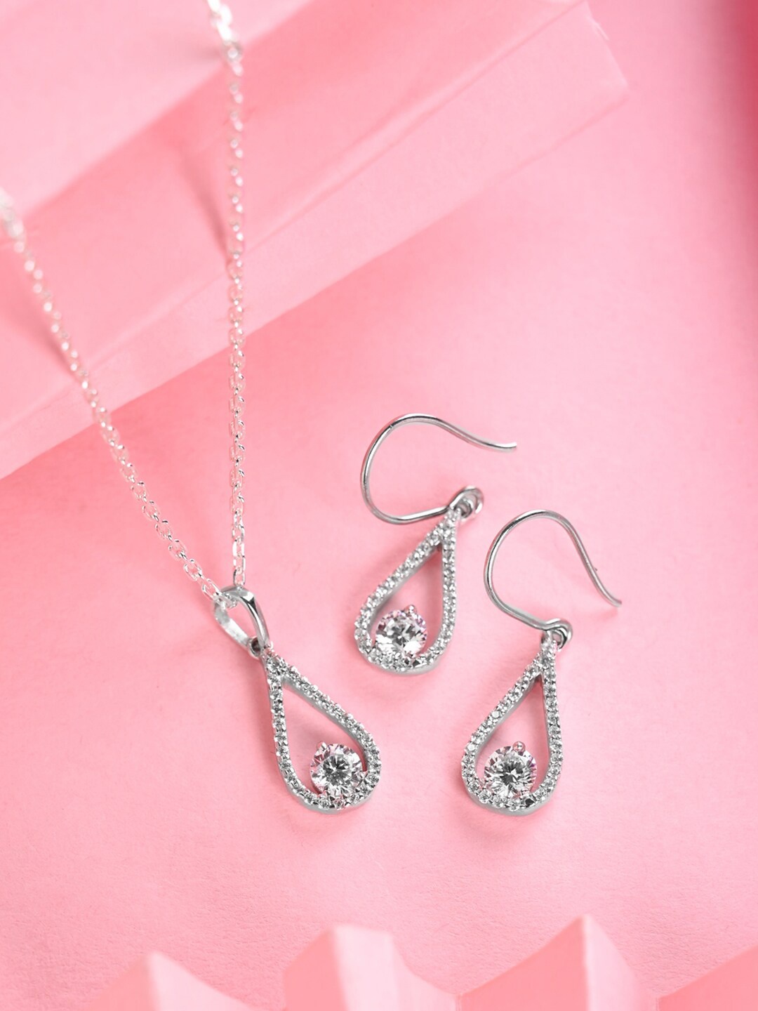 

Clara Rhodium-Plated Cubic Zirconia-Studded 925 Sterling Silver Jewellery Set