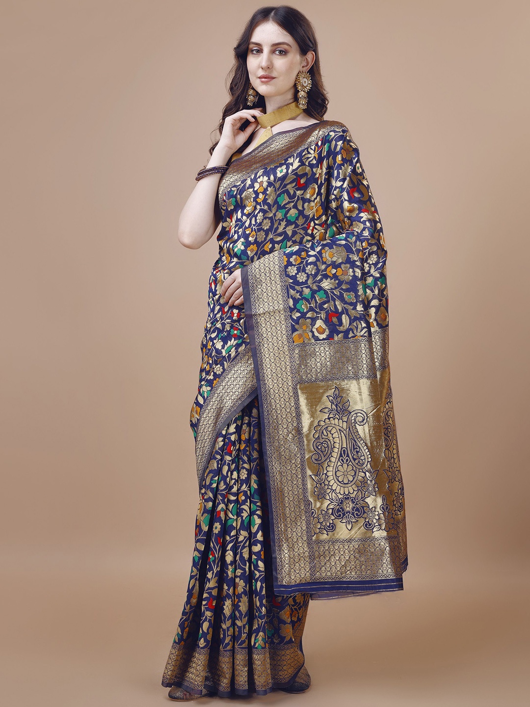 

MAGMINA Woven Design Zari Banarasi Saree, Blue