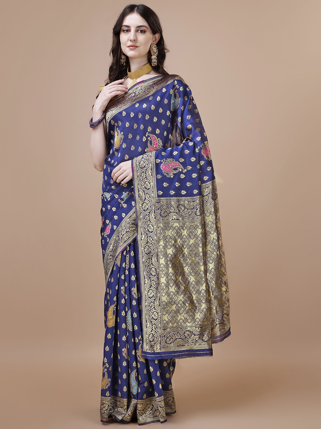 

MAGMINA Woven Design Zari Banarasi Saree, Blue