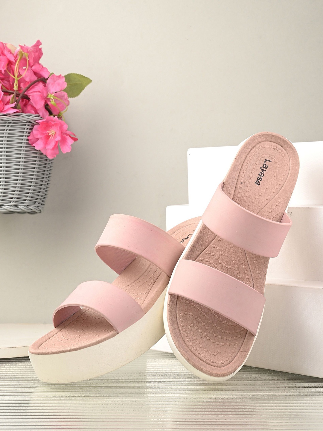

Layasa Women Rubber Sliders, Pink