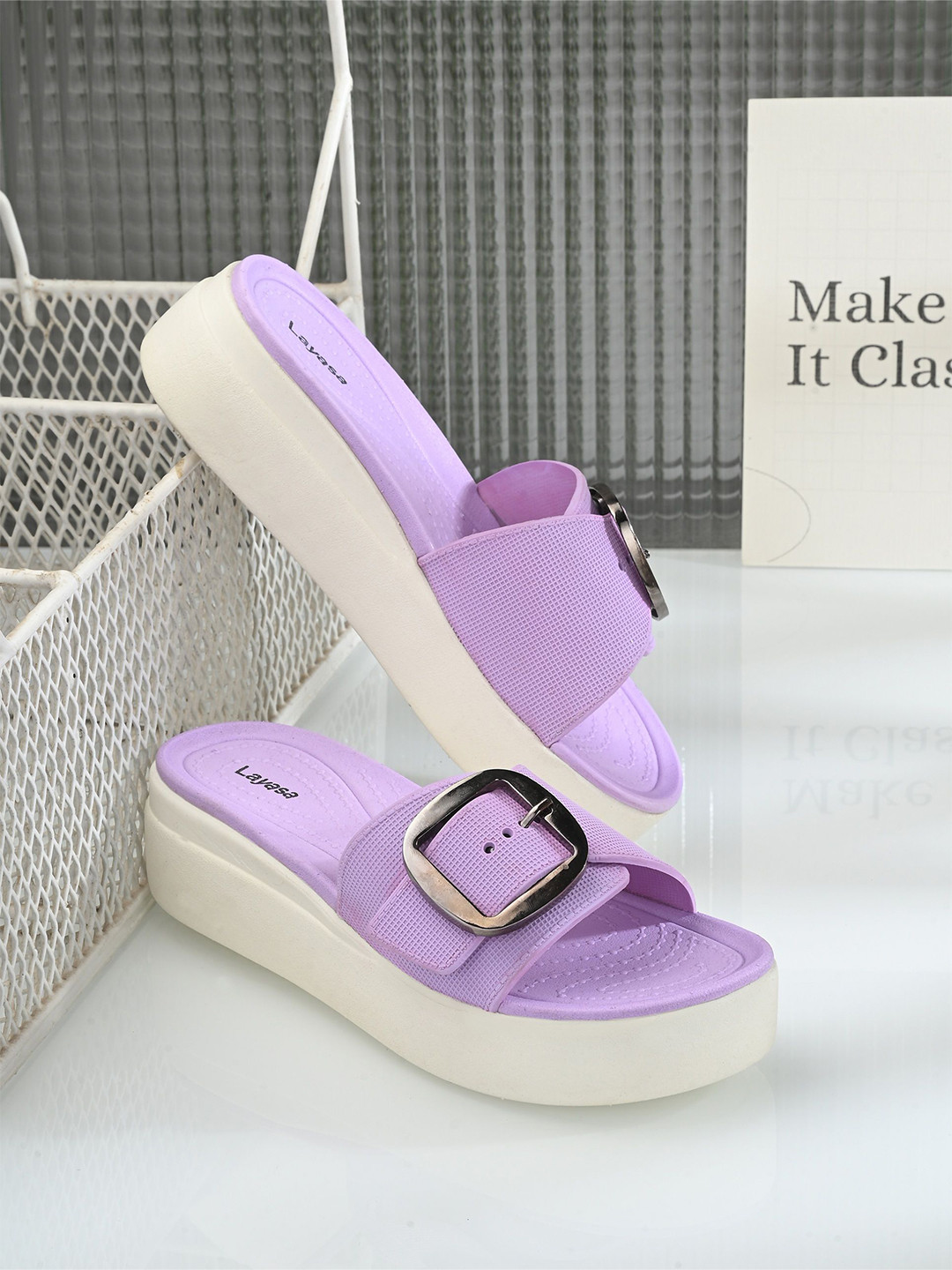 

Layasa Women Rubber Sliders, Purple