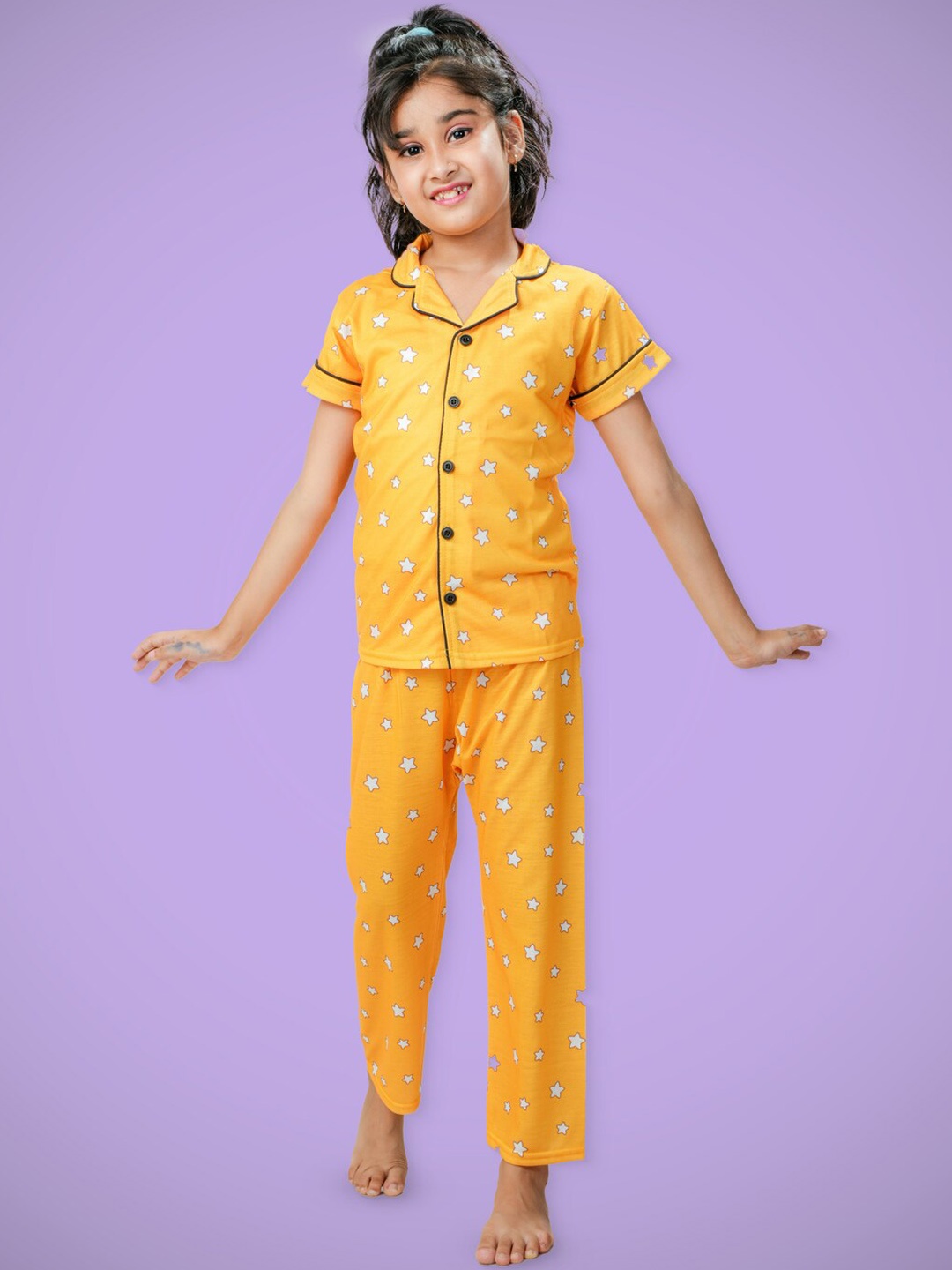

BURBN Girls Printed Night suit, Yellow