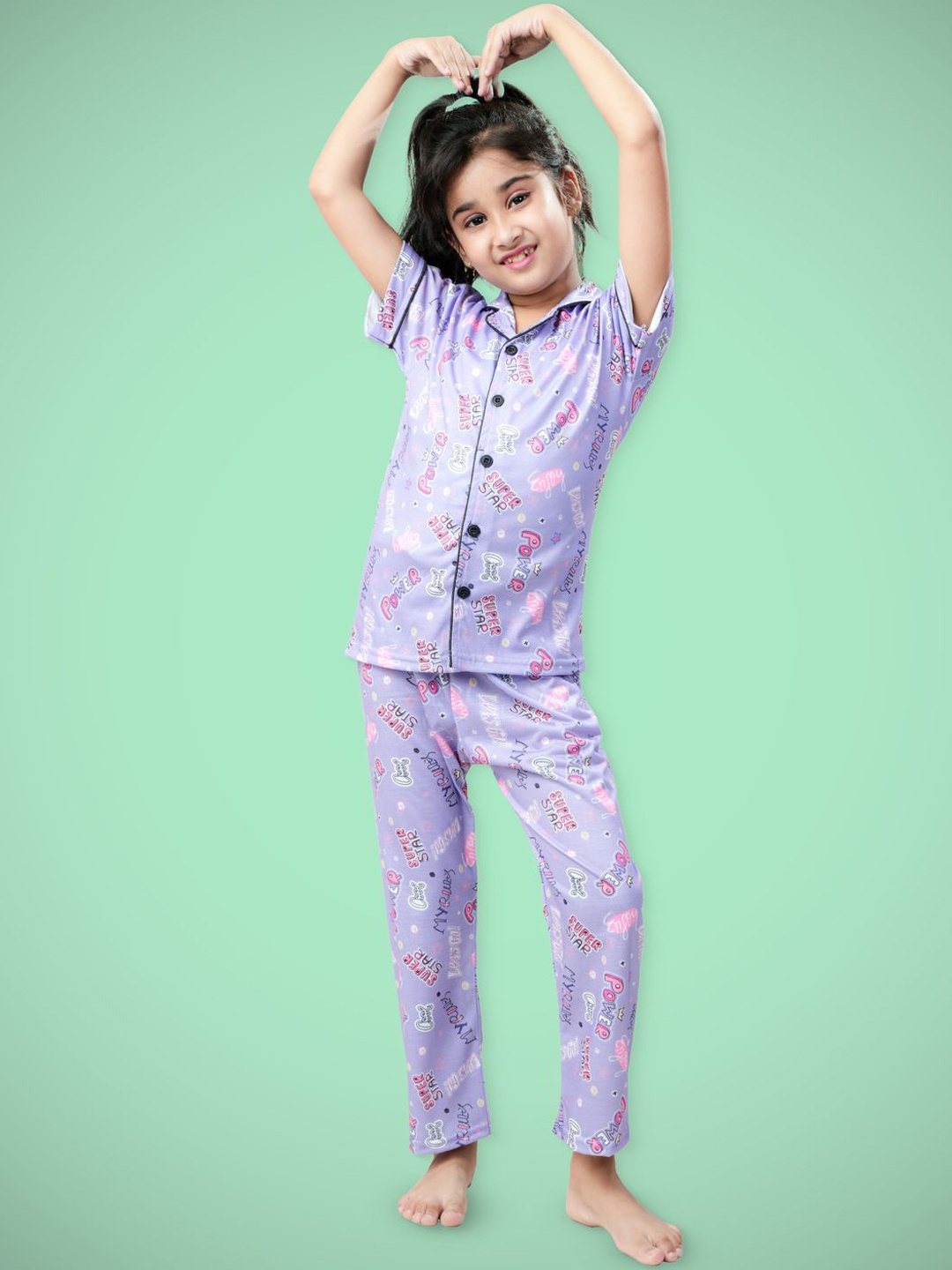 

BURBN Girls Printed Night suit, Violet
