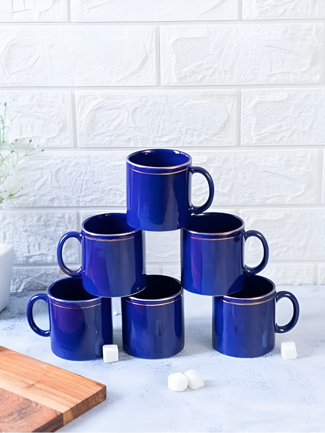 

Femora Blue 6 Pieces Ceramic Glossy Mugs 180 ml