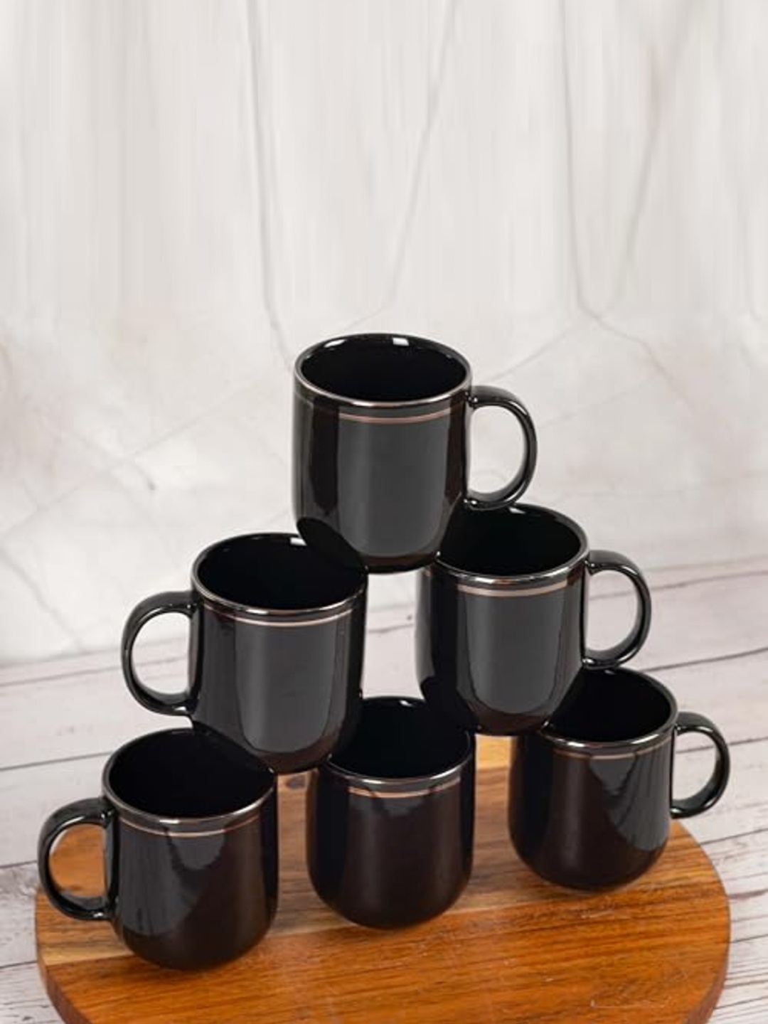 

Femora Black 6 Pieces Ceramic Glossy Mugs 180 ml