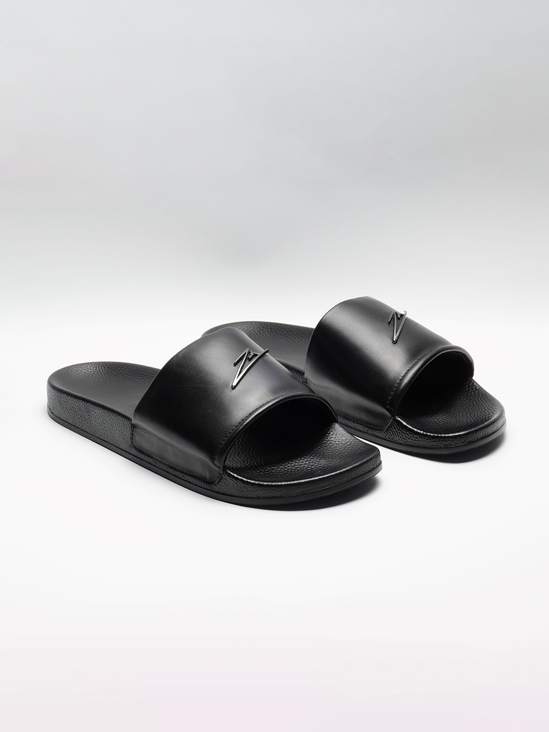 

ZEESH Men Sliders, Black