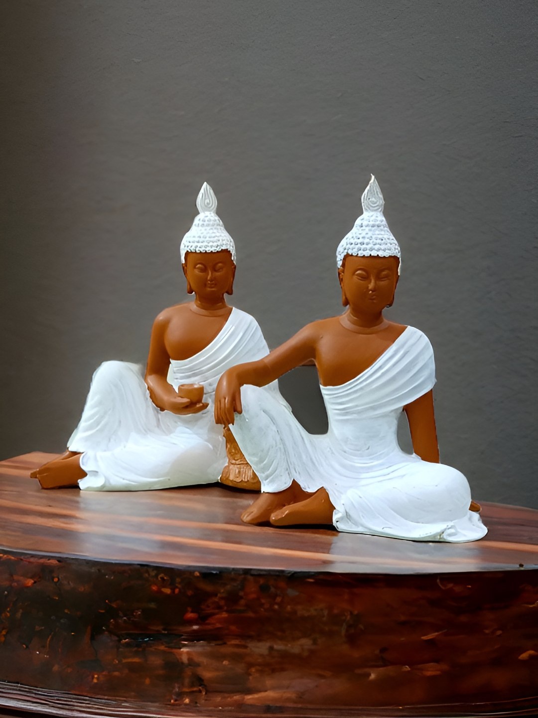 

SANKALAN CREATIONS Brown 2 Pieces Buddha Figurine Showpiece