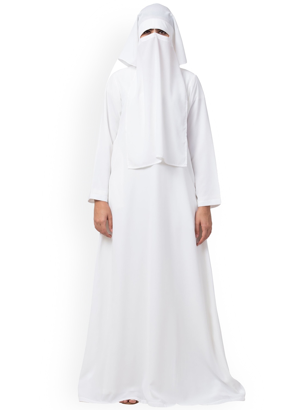 

MUSHKIYA Round Neck Solid Burqa, White