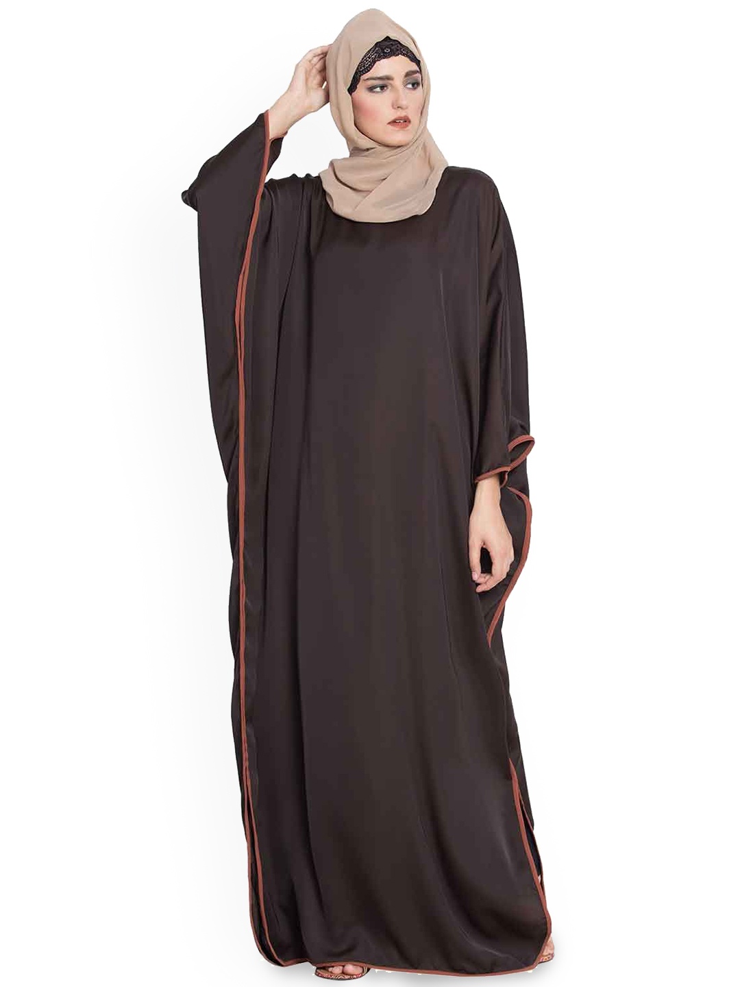 

MUSHKIYA Kaftan Abaya Burqa With Scarf, Brown