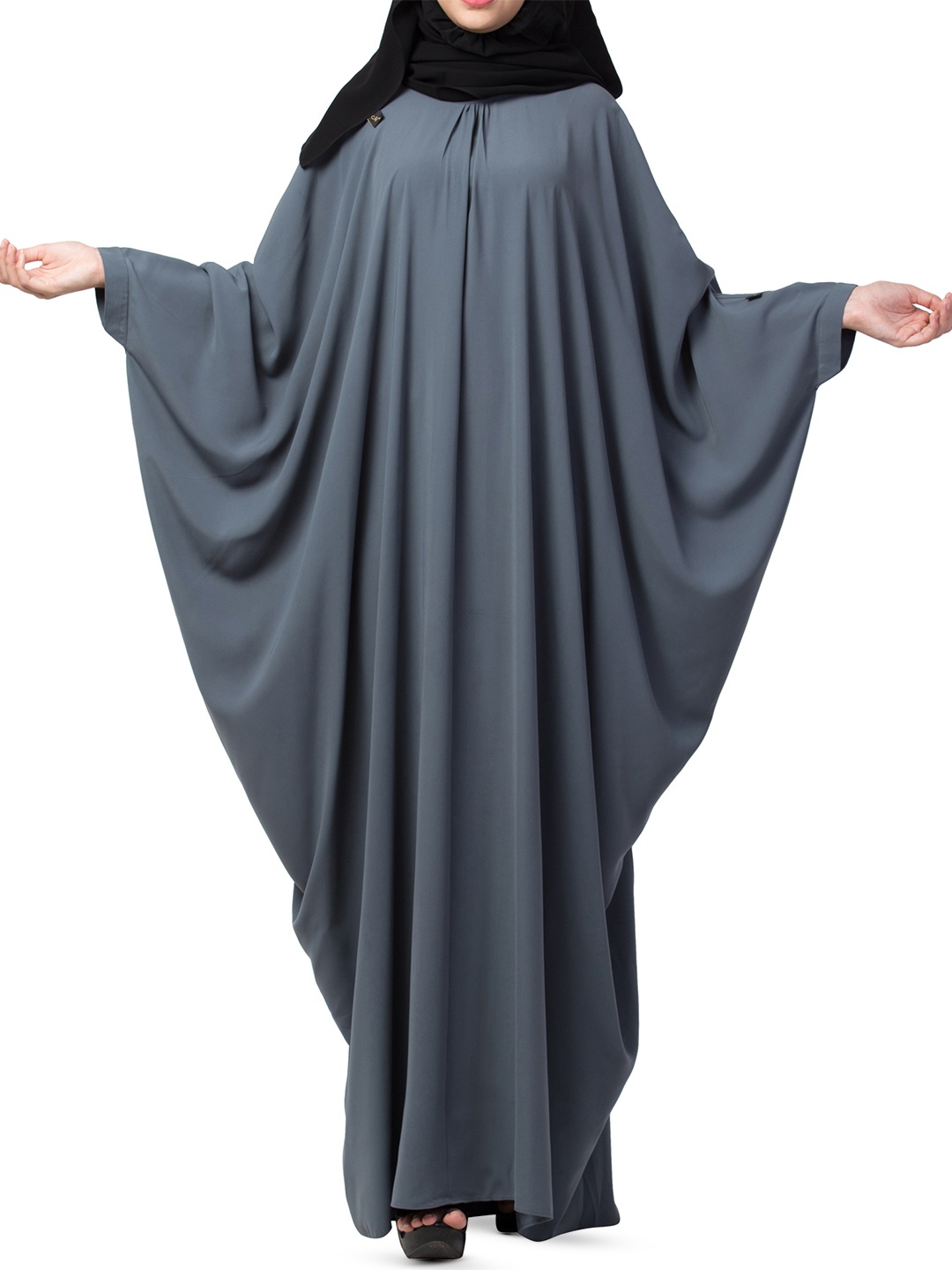 

MUSHKIYA Solid Abaya Burqa With Scarf, Grey