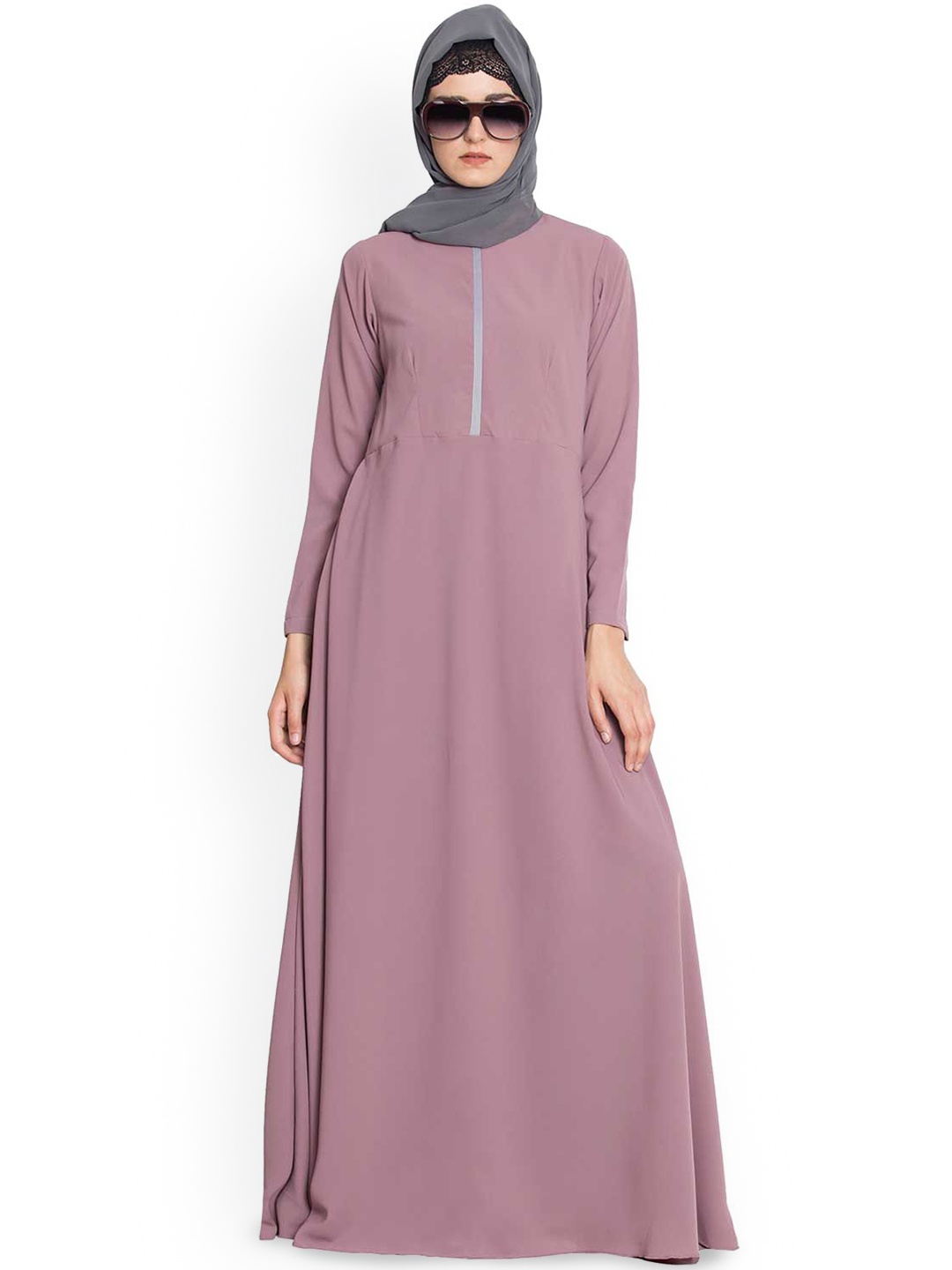 

MUSHKIYA Solid Abaya Burqa With Scarf, Pink