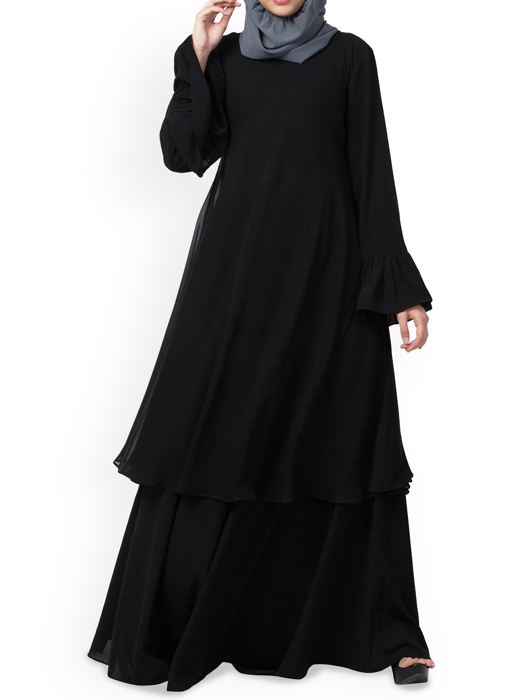 

MUSHKIYA Abaya Solid Burqa With Hijab, Black