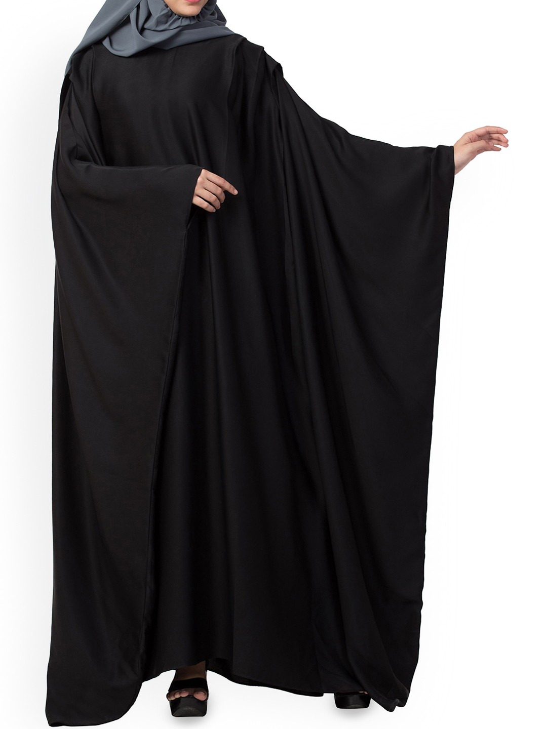 

MUSHKIYA Solid Abaya Kaftan Burqa, Black