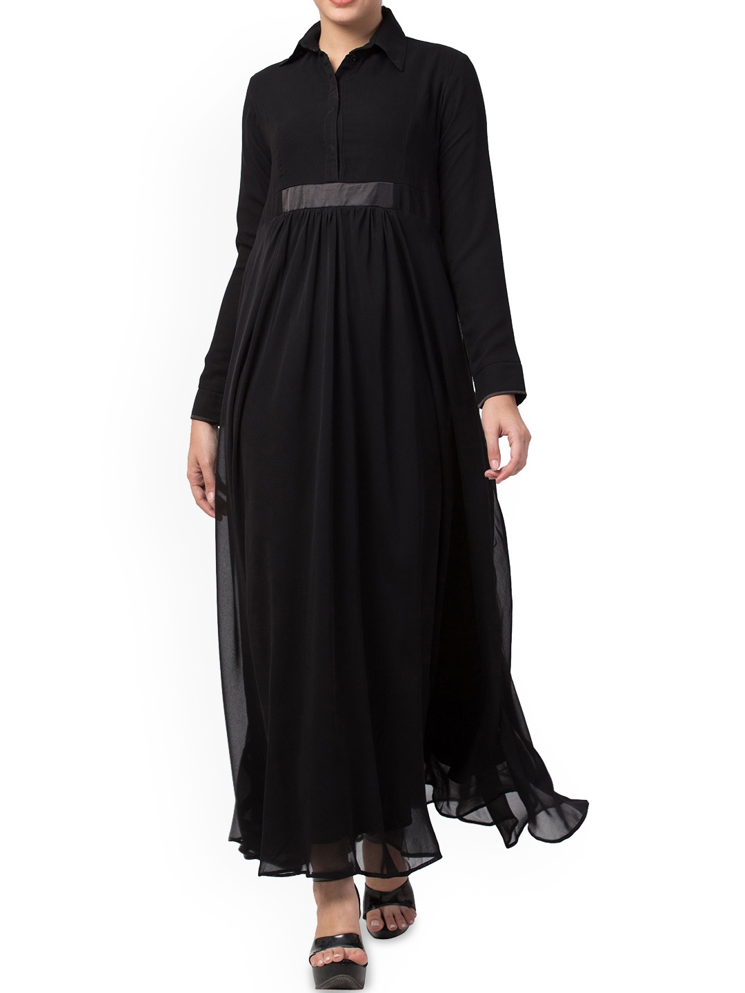 

MUSHKIYA Solid Abaya Burqa, Black