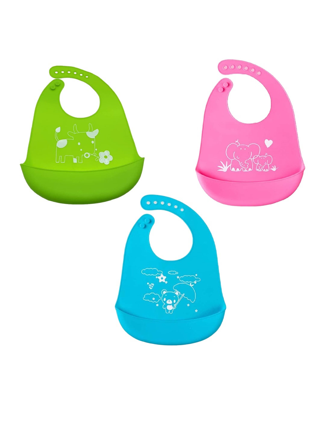 

SYGA Infant 3Pc Printed BPA Free Bibs, Green