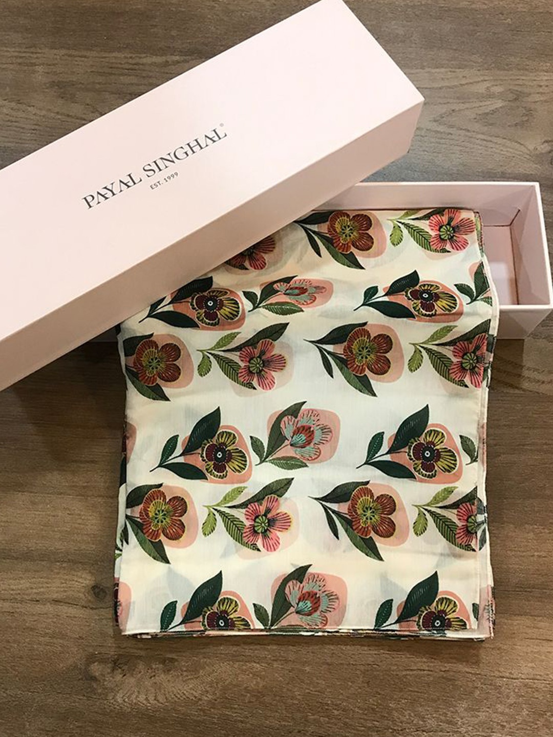 

Payal Singhal Women Floral Printed Scarf, Cream