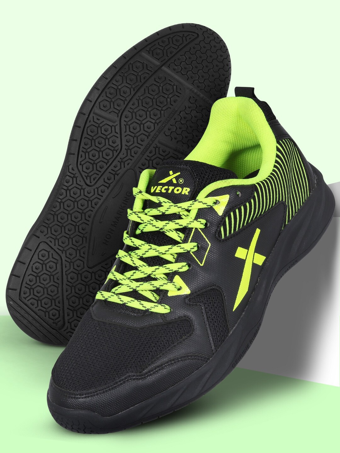 

VECTOR X Unisex Mesh Badminton Non-Marking Shoes, Black