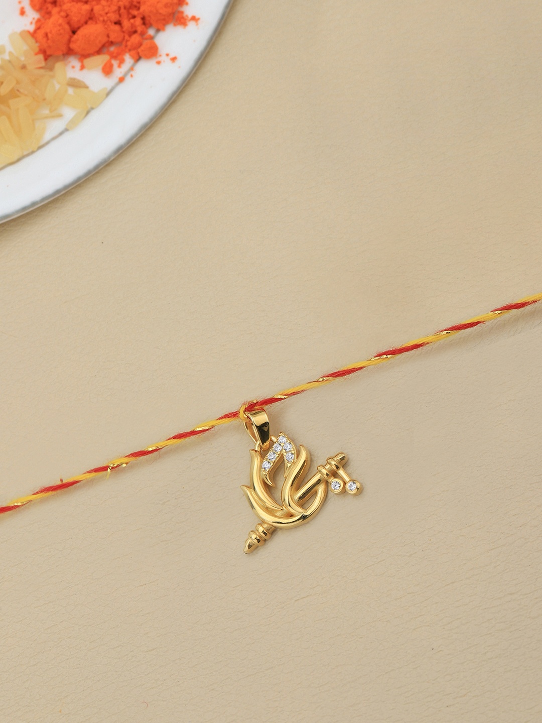 

Carlton London 925 Sterling Silver 18kt Gold Plated CZ Sree Krishna Rakhi