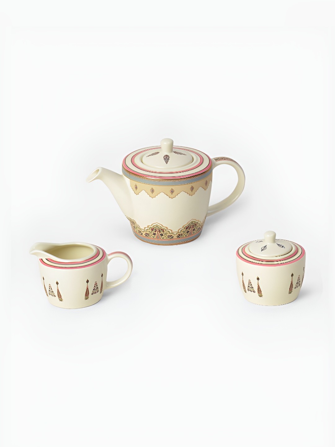 

Ritu Kumar Beige & Pink 3 Pieces Printed Glossy Tea Set