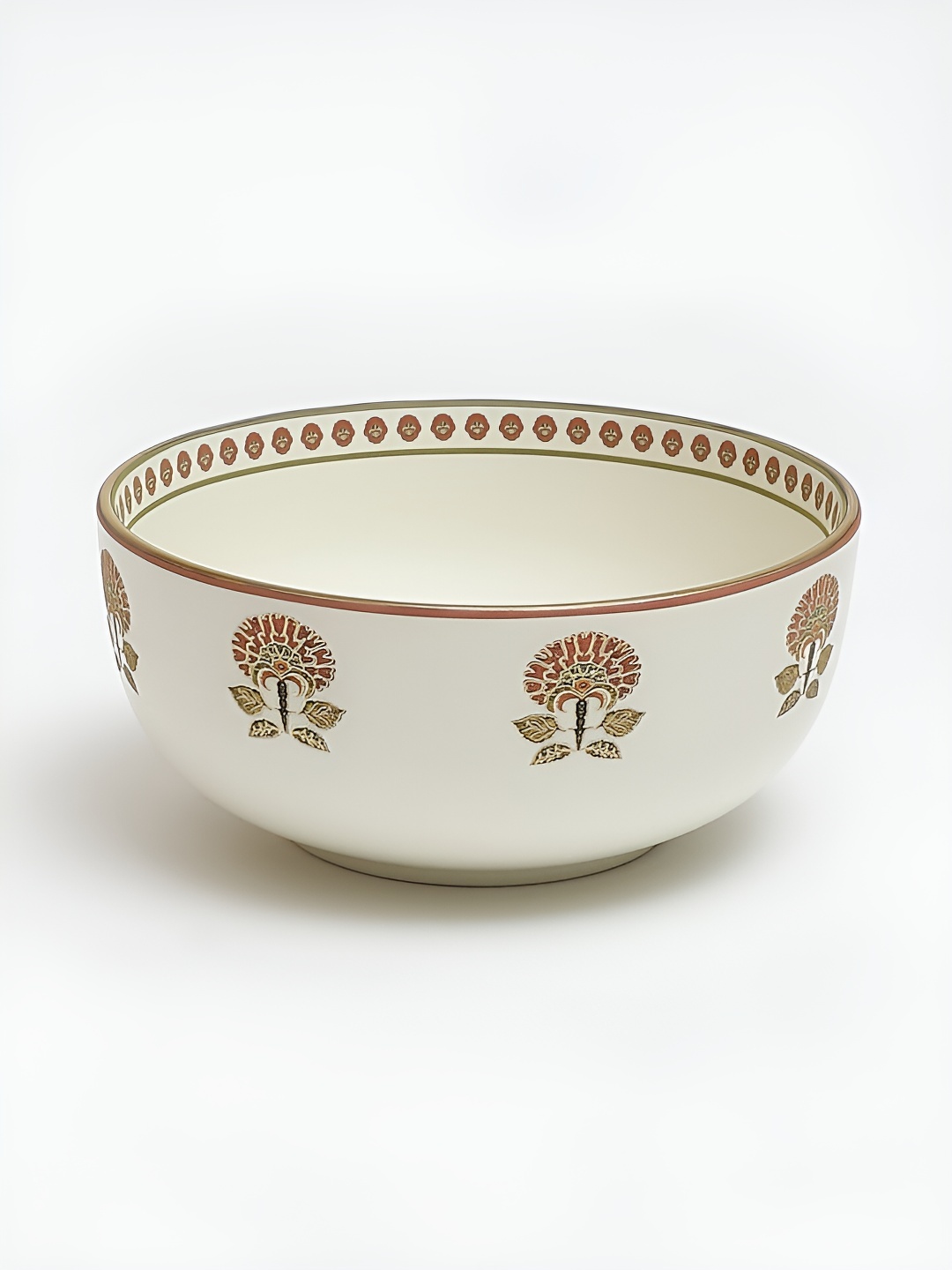 

Ritu Kumar White & Beige Printed Dishwasher Safe Serving Bowl 800 ml