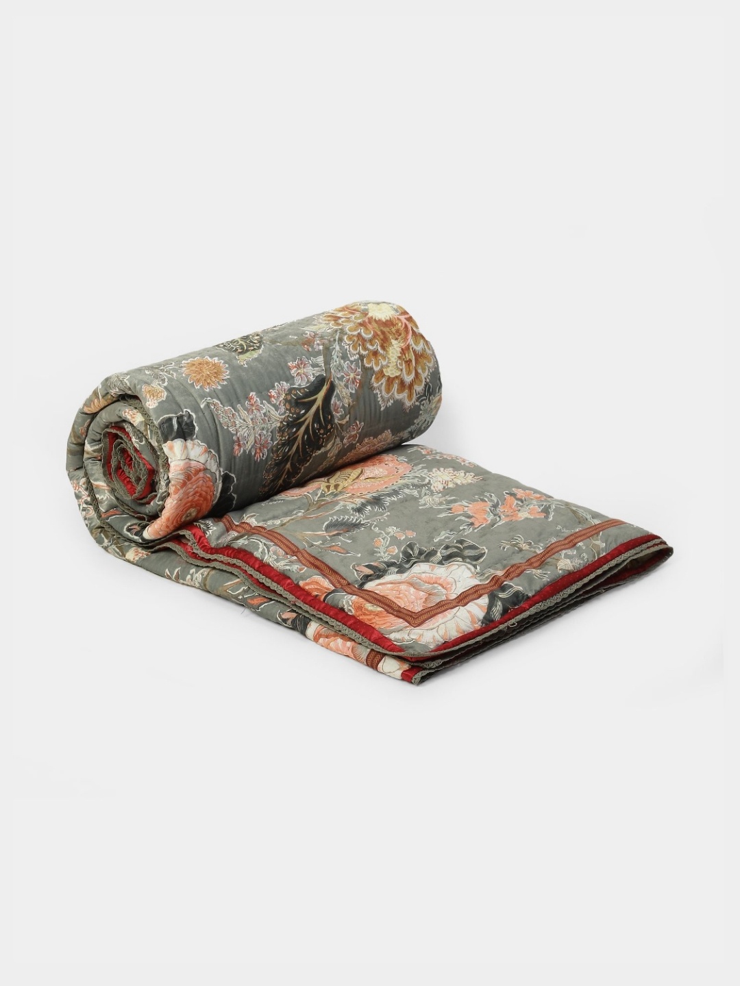 

Ritu Kumar Green & Brown Ethnic Motifs Printed AC Room 110 GSM Velvet Single Bed Quilt