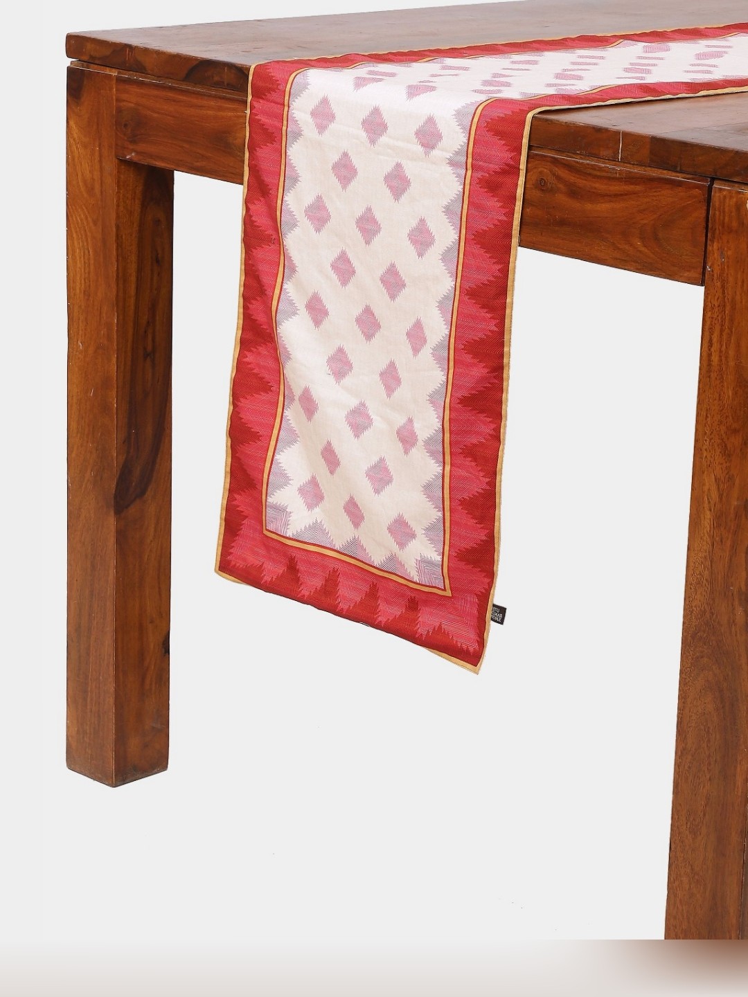 

Ritu Kumar Ikkat Red & Purple Geometric Printed Table Runner, Pink
