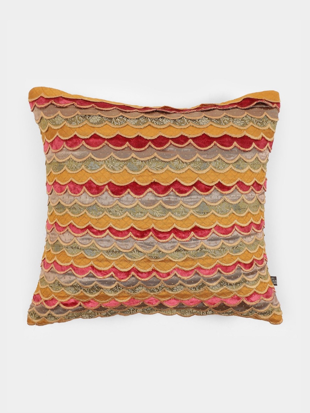 

Ritu Kumar Yellow & Red Geometric Embroidered Square Cushion Cover