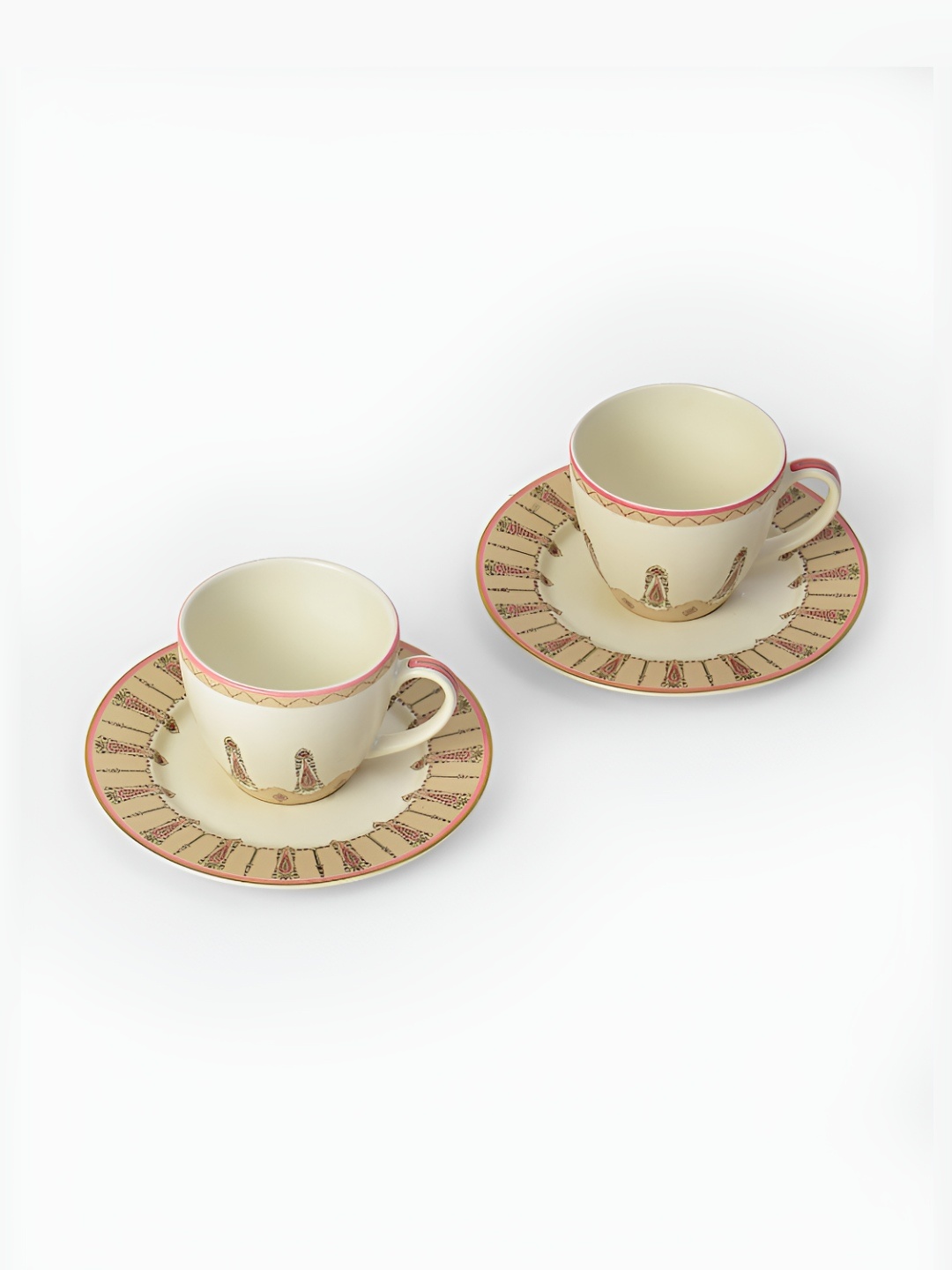 

Ritu Kumar Beige & Pink 4 Pieces Printed Cup & Saucer