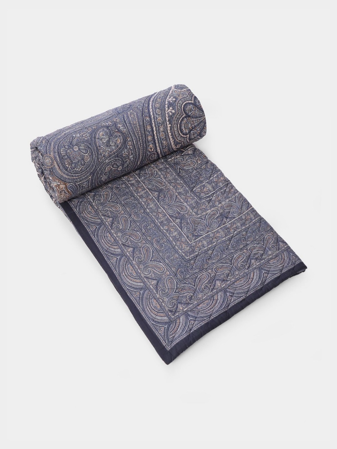 

Ritu Kumar Blue & Beige Ethnic Motifs Printed AC Room GSM 200 Single Bed Quilt