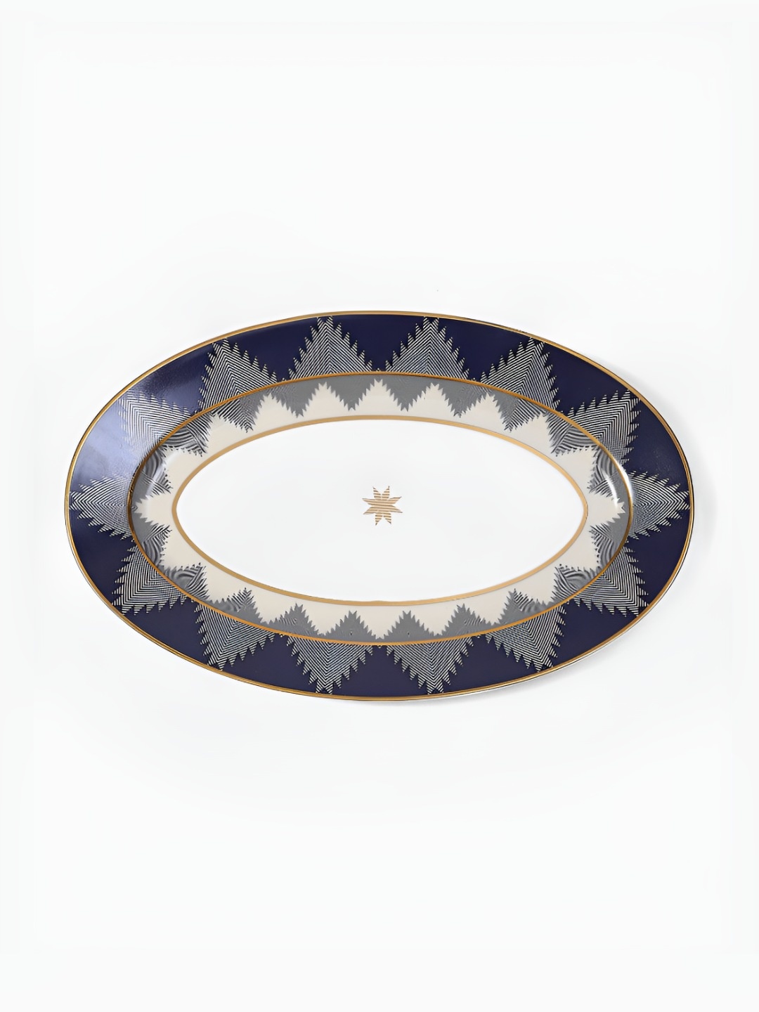 

Ritu Kumar Blue & White Ikat Printed Platter