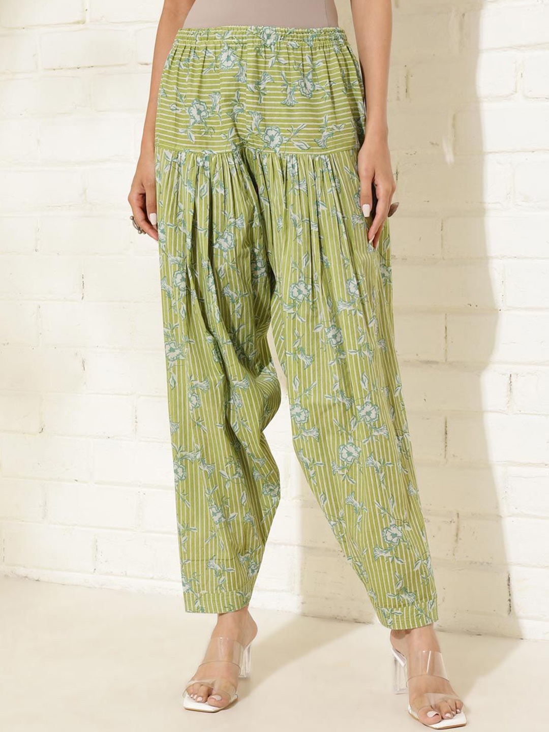 

Fabindia Women Printed Straight Fit Cotton Salwar, Green