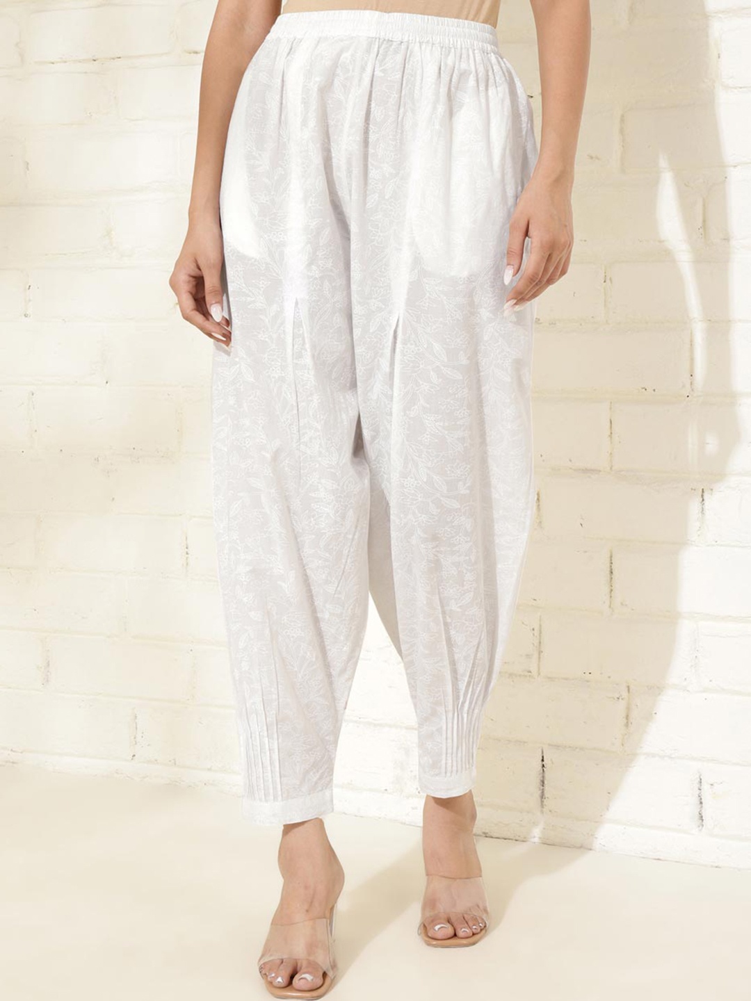 

Fabindia Women Printed Straight Fit Cotton Salwar, White
