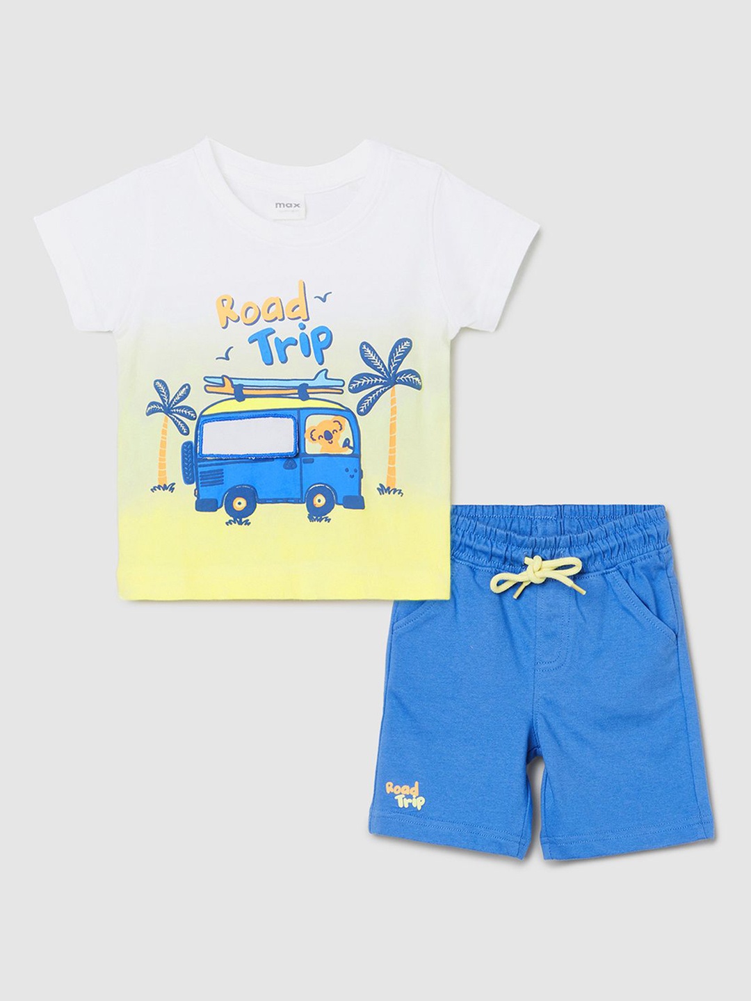 

max Boys Graphic Printed T-shirt With Shorts, Blue