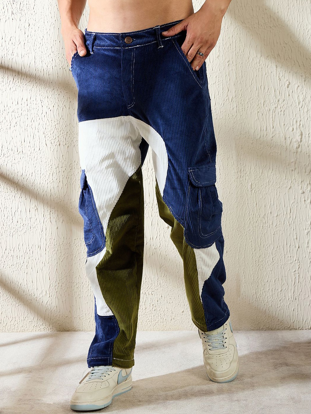 

FUGAZEE Men Relaxed Loose Fit Easy Wash Corduroy Trousers, Multi