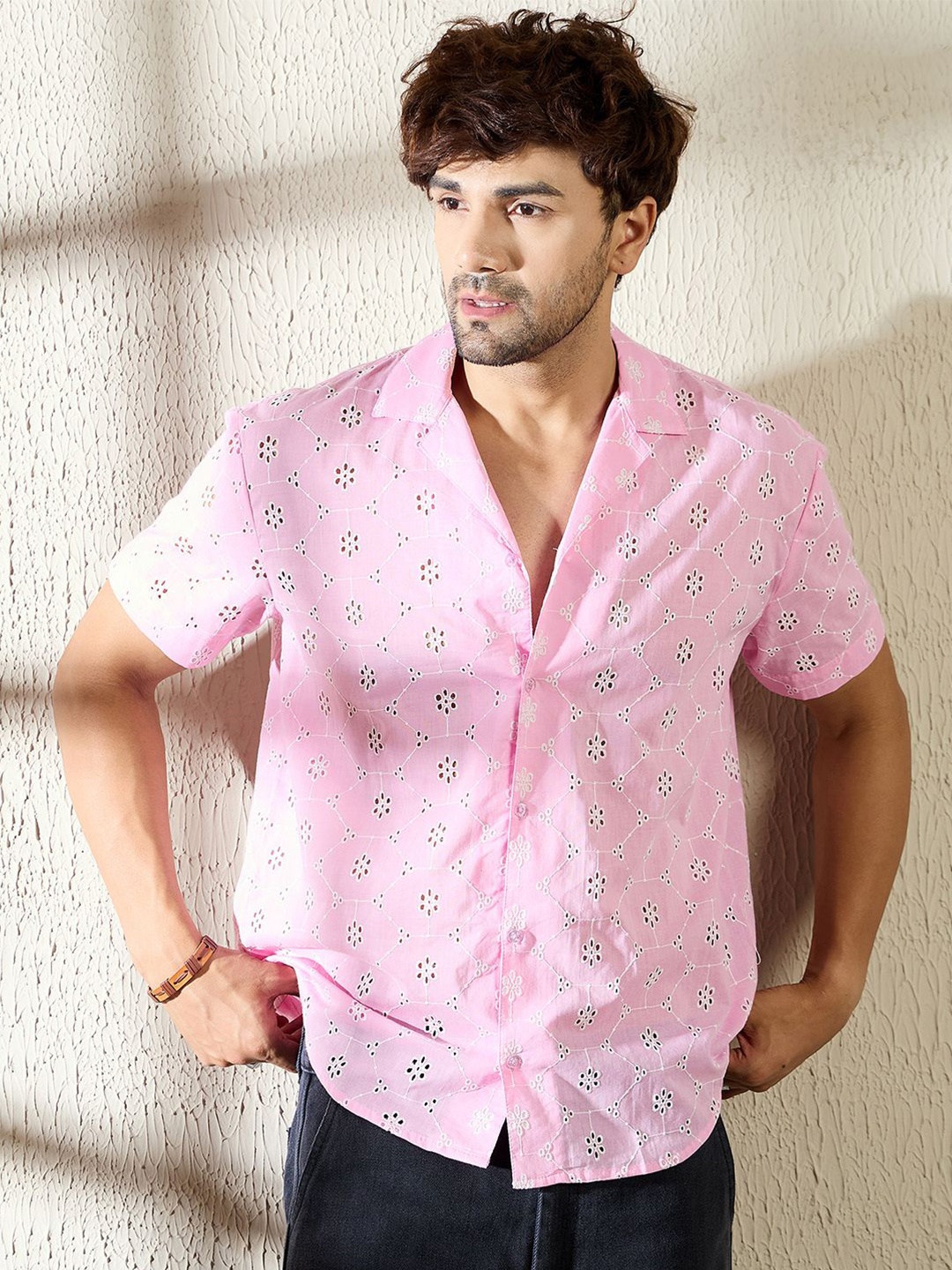 

FUGAZEE Men Opaque Printed Casual Shirt, Pink