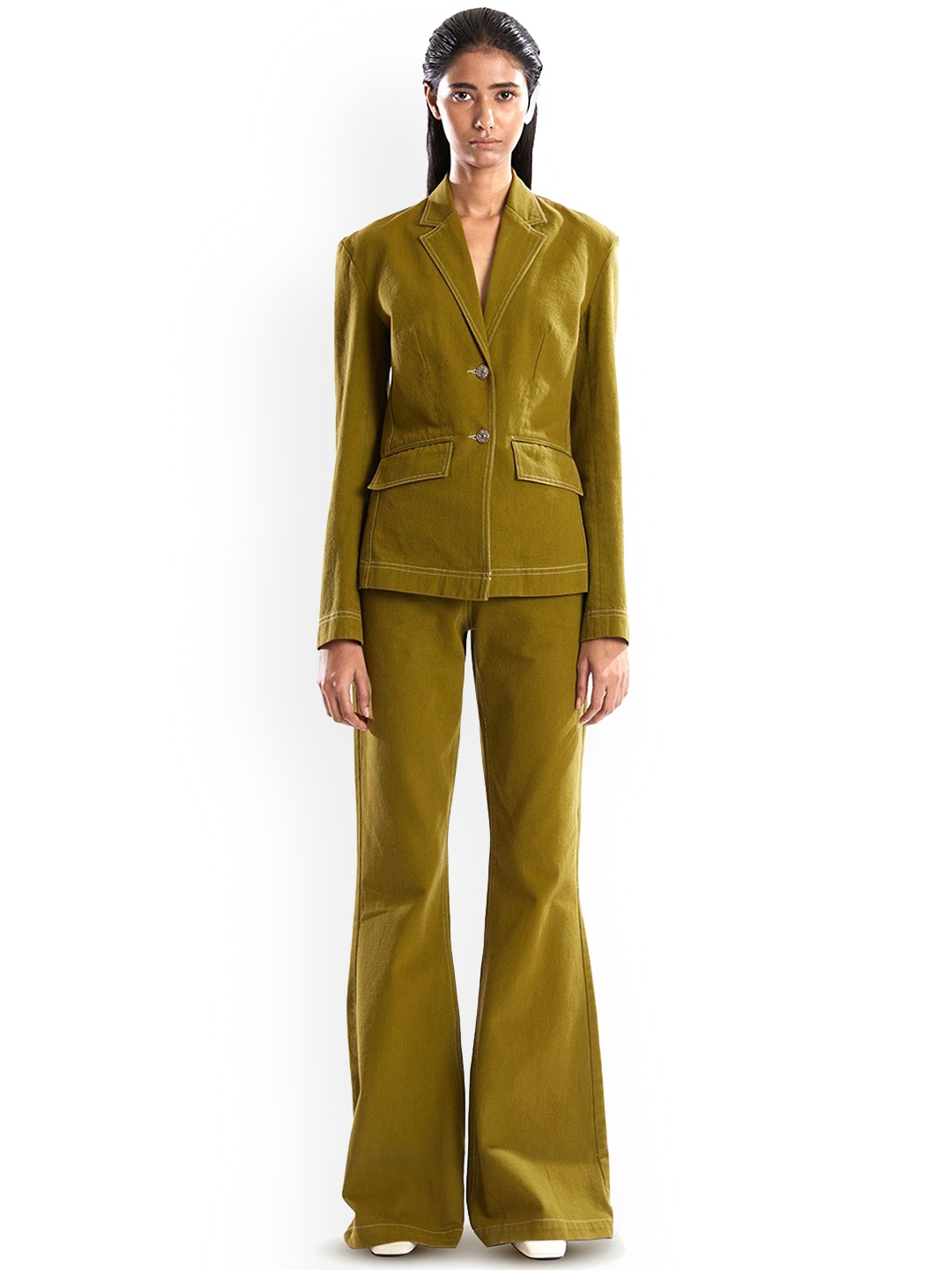 

BLONI Women Longline Tailored Jacket, Green