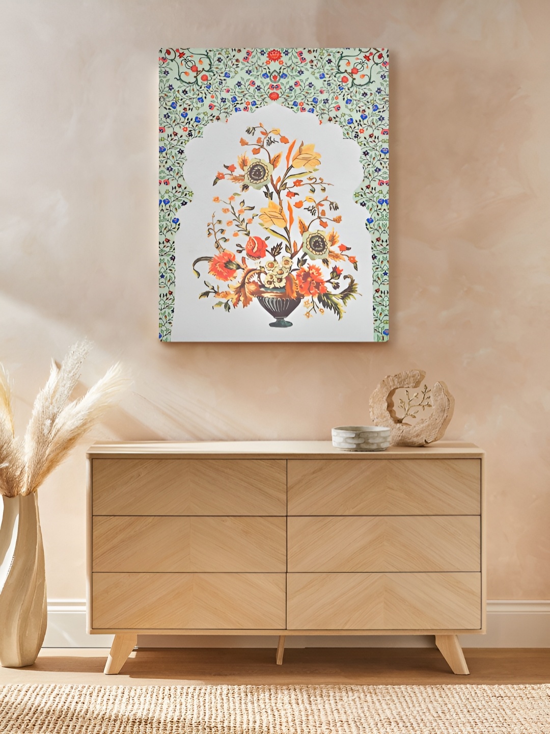 

EverHOME Green & Yellow Floral Wooden Wall Paintings