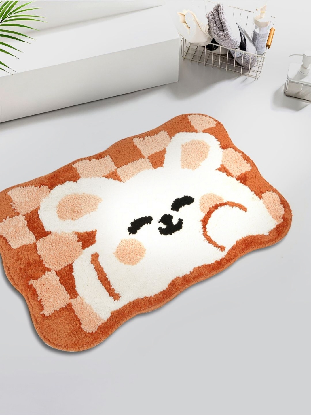 

HOSTA HOMES White & brown Printed Anti-Skid Doormat