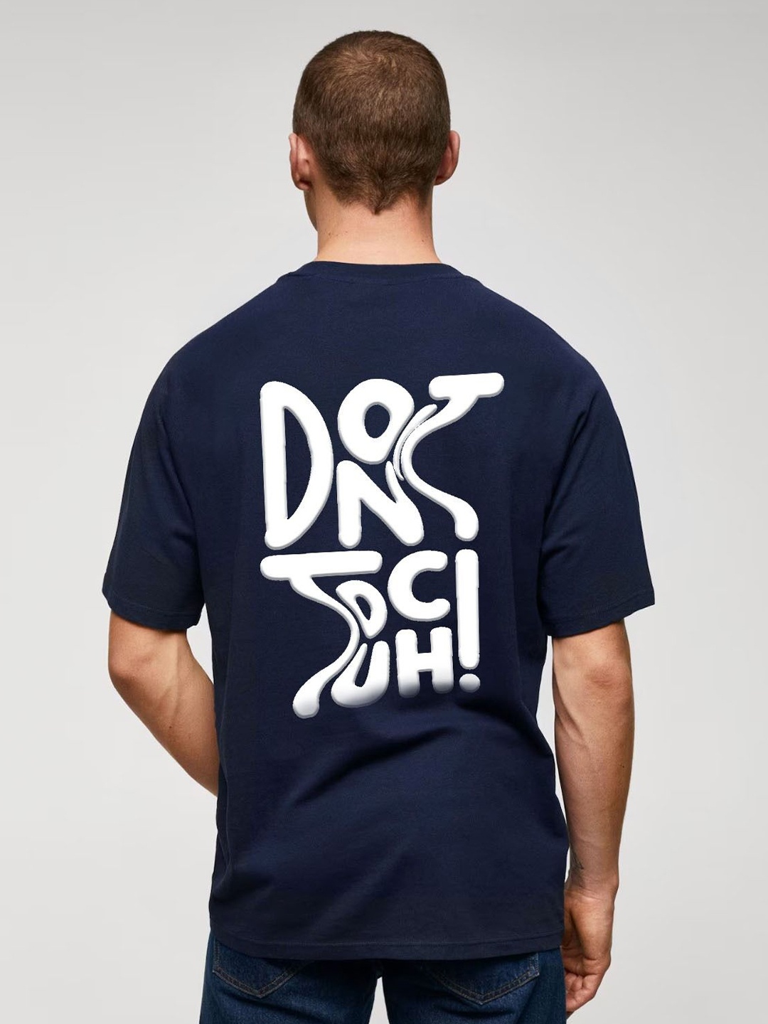 

MISCHIEF MONKEY Men Typography Printed Pure Cotton Applique T-shirt, Navy blue