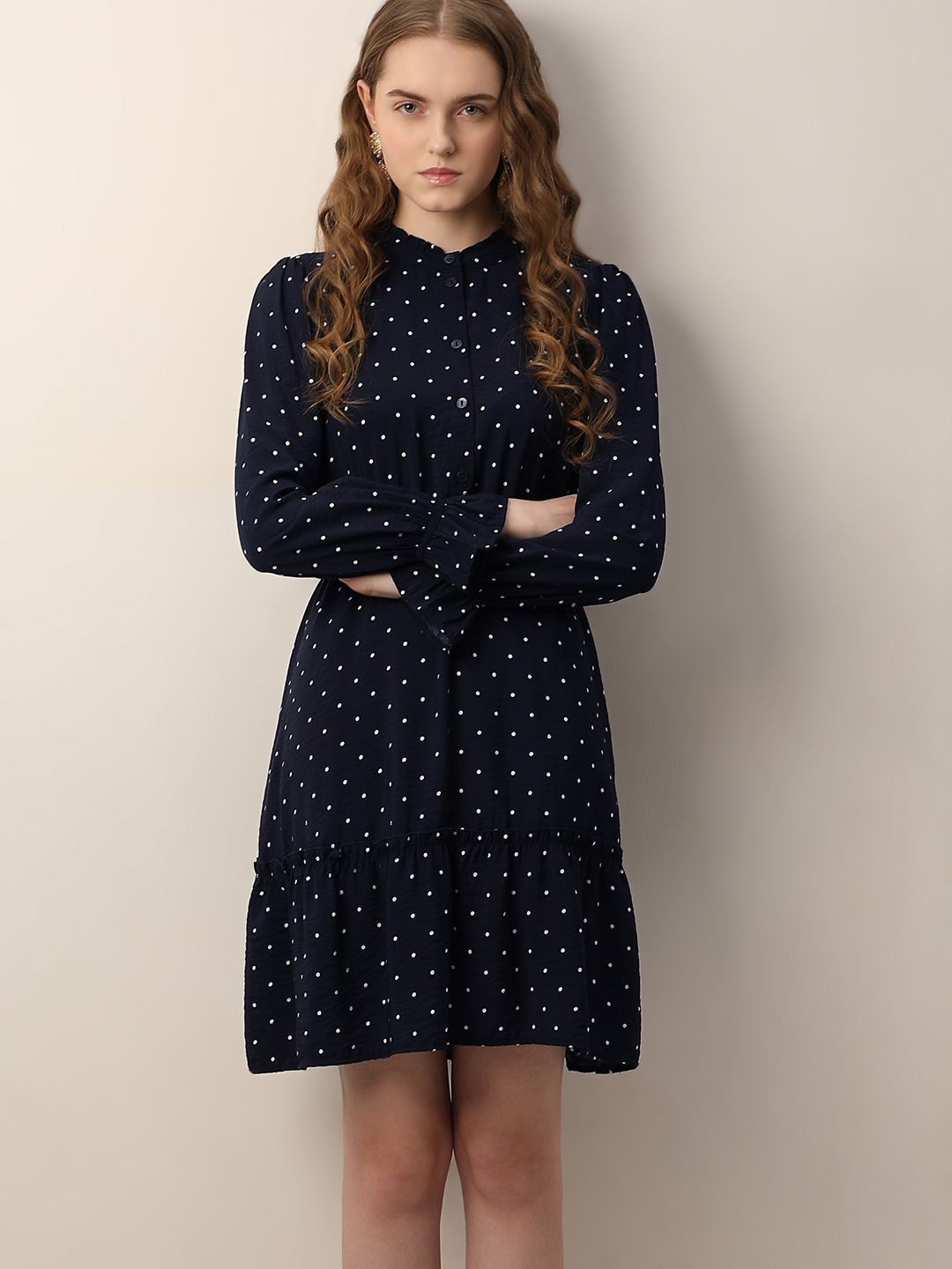 

Vero Moda Polka Dot Print A-Line Dress, Navy blue