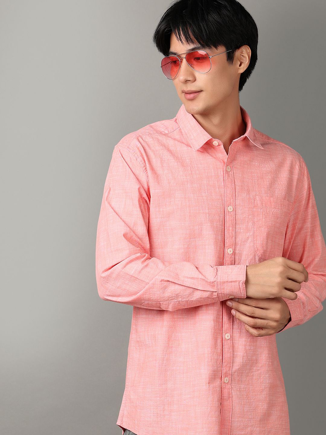 

V-Mart Men Classic Opaque Casual Shirt, Pink