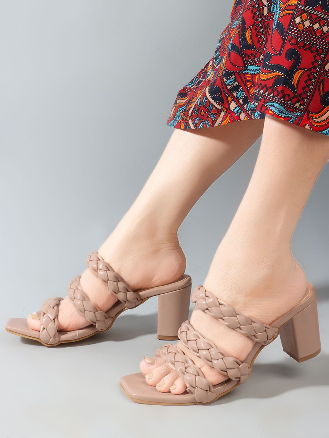 

Sole Saga Textured Party Blocked Pumps Heels, Nude