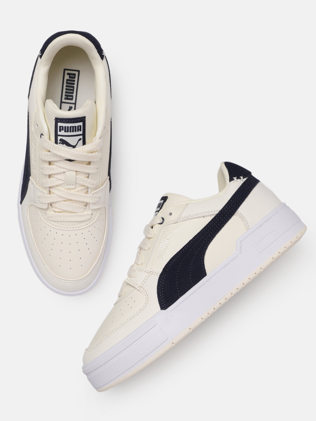 

Puma Unisex Colourblocked CA Pro NBK Leather Sneakers, White