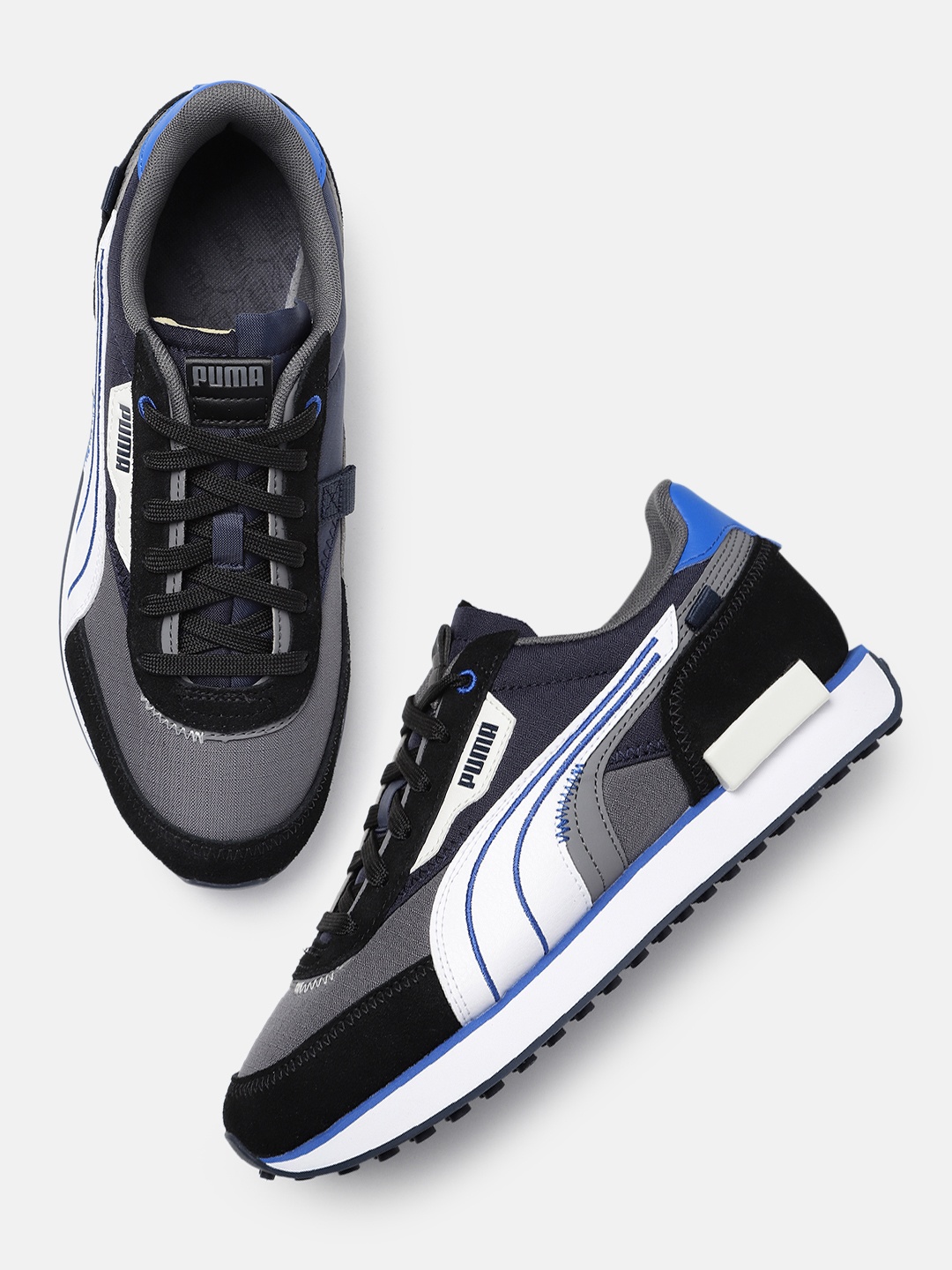 

Puma Unisex Future Rider Displaced Colourblocked Sneakers, Grey