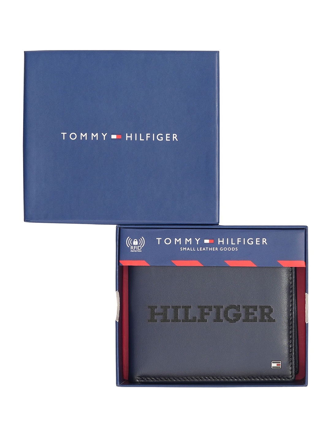 

Tommy Hilfiger Men Textured Leather Two Fold Wallet, Navy blue