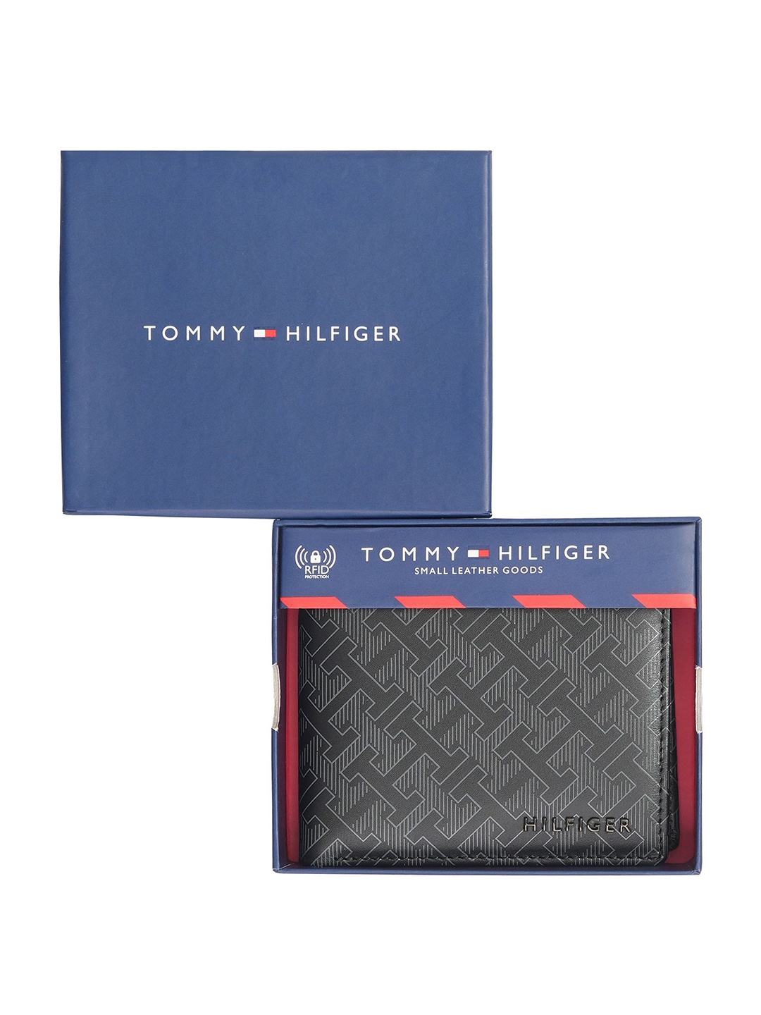 

Tommy Hilfiger Men Printed Leather Two Fold Wallet, Black