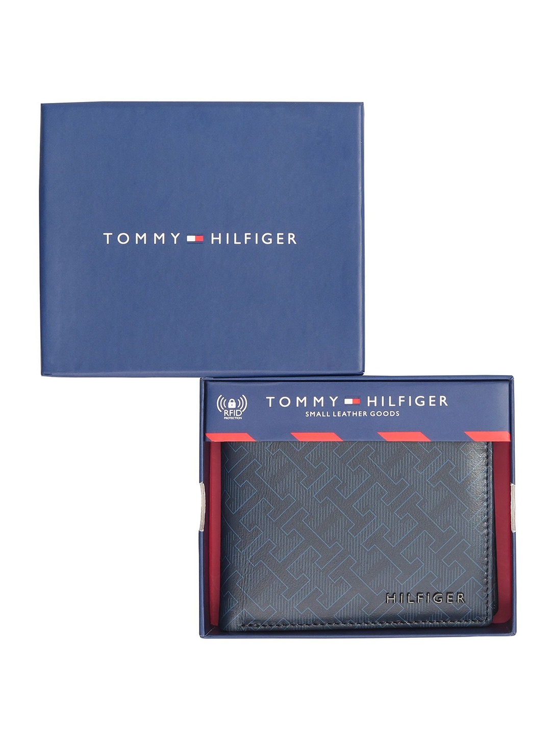 

Tommy Hilfiger Men Textured Leather Two Fold Wallet, Navy blue