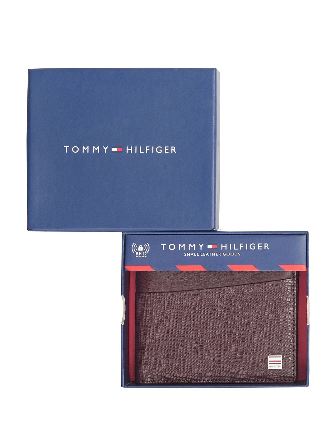 

Tommy Hilfiger Men Textured Leather Two Fold Wallet, Maroon